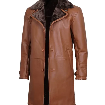 Men’s Cognac Brown Shearling Leather Coat